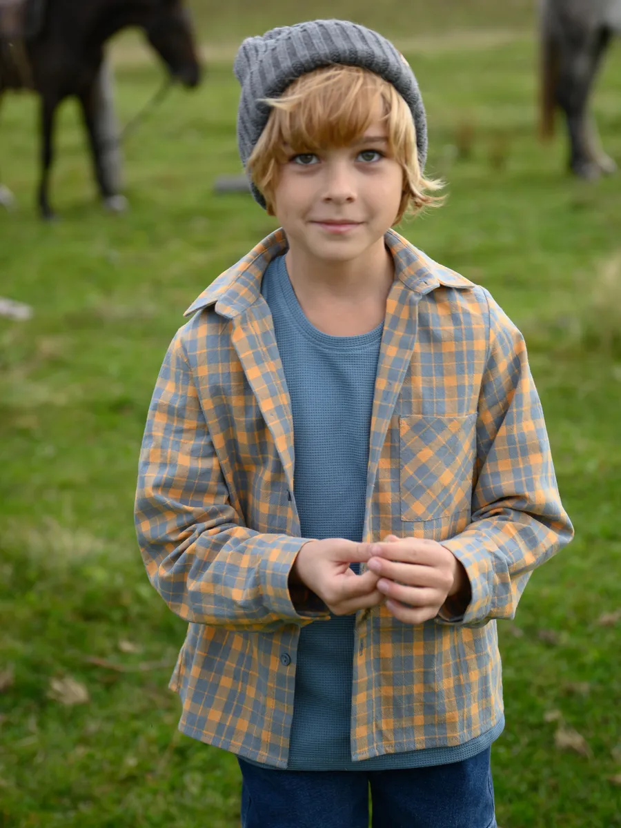 Рубашка для мальчика хлопковая (104/30, синий)