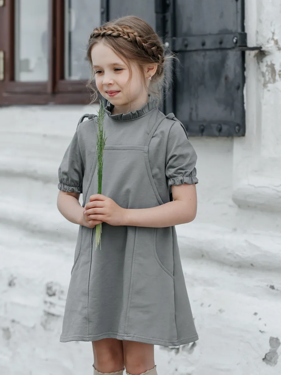 Сарафан для девочки (серый, 122/32)