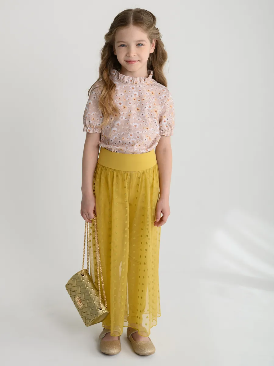 Легинсы для девочки цветы (желтый, 104/30)