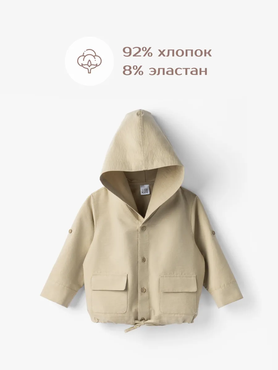 Рубашка хлопковая с капюшоном (104/30, оливковый)