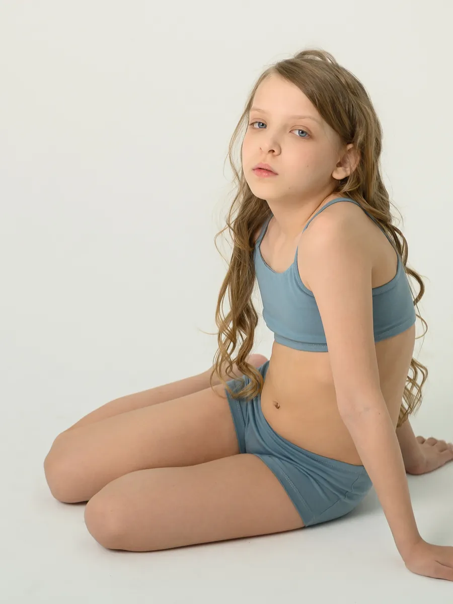 Топ бельевой для девочки (146/36, синий)