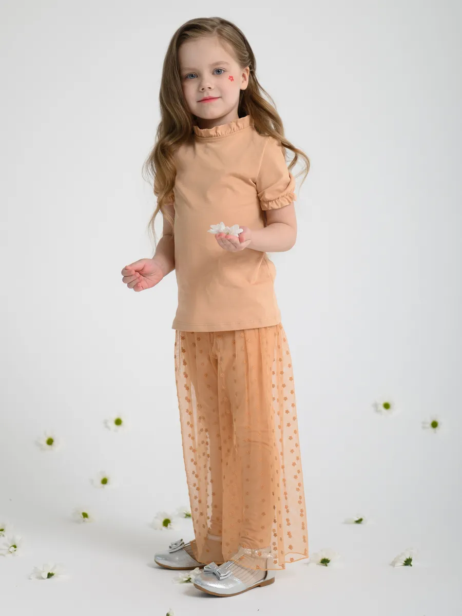 Легинсы для девочки цветы (104/30, персик)