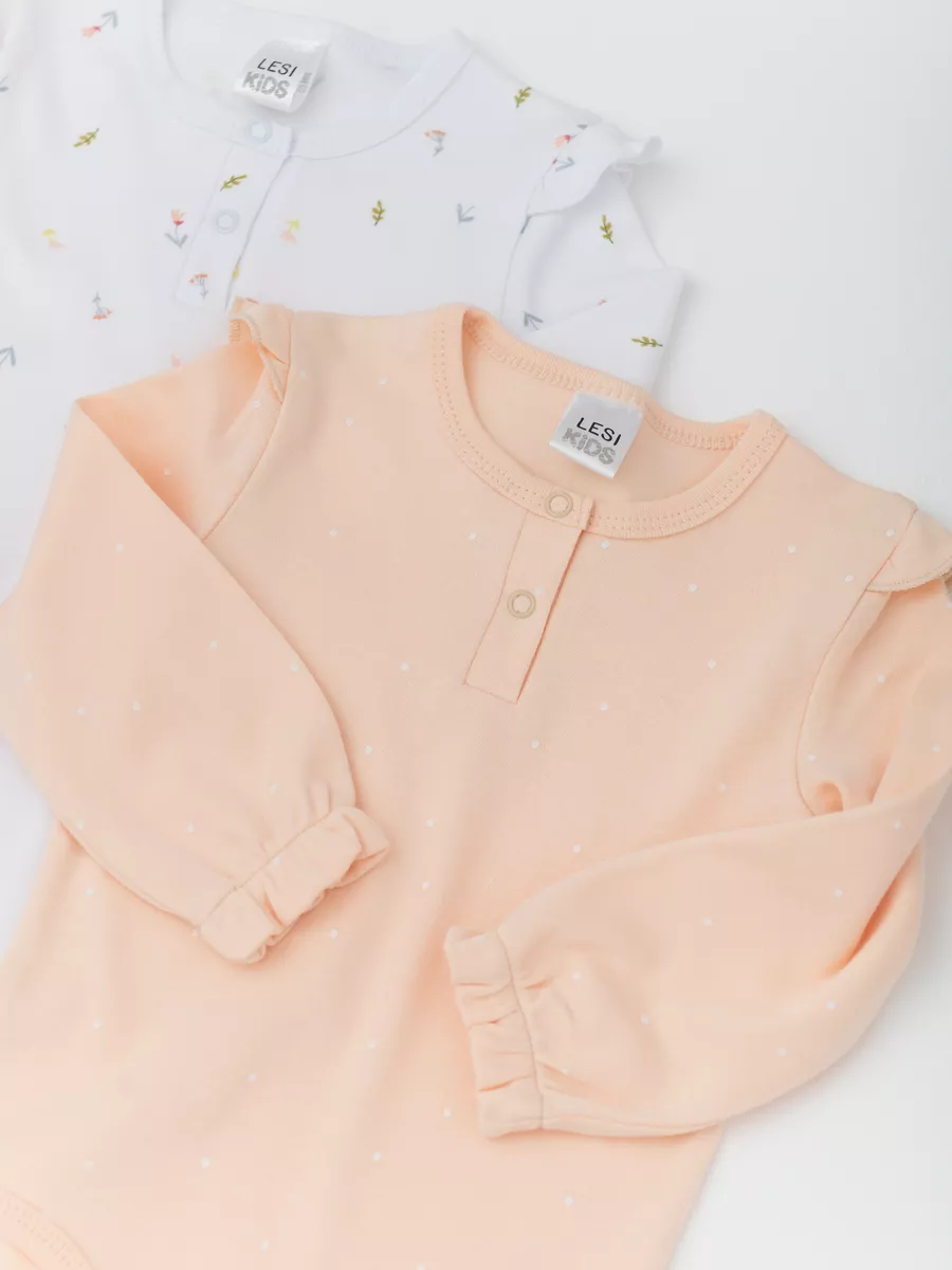 Набор боди для девочки 2шт (74/22, бел/персик)
