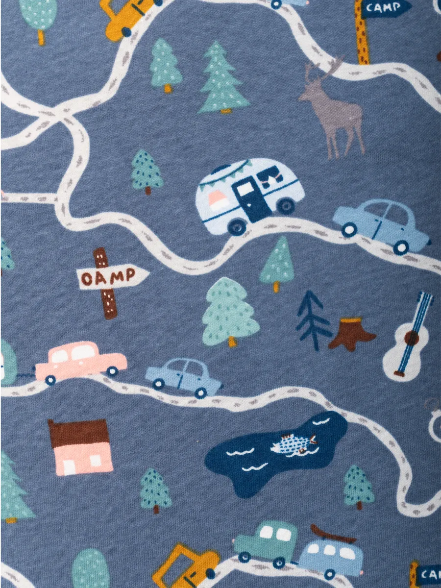 Пижама для мальчика с шортами (104/30, синий/дороги)