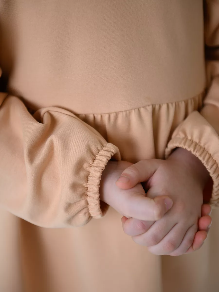 Платье с длинным рукавом (98/28, персиковый)