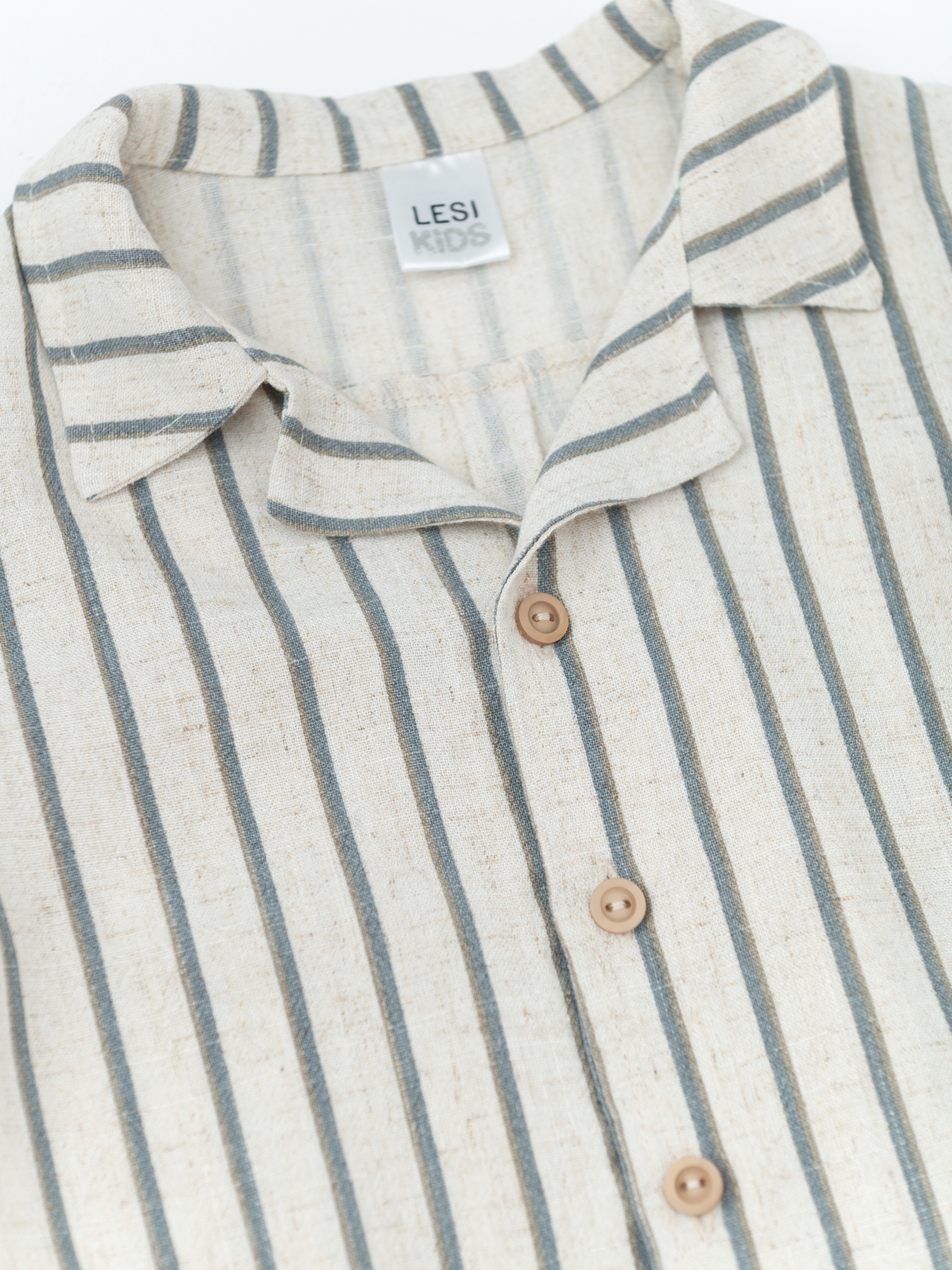 Рубашка для мальчика с коротким рукавом (98/28, синий/беж)