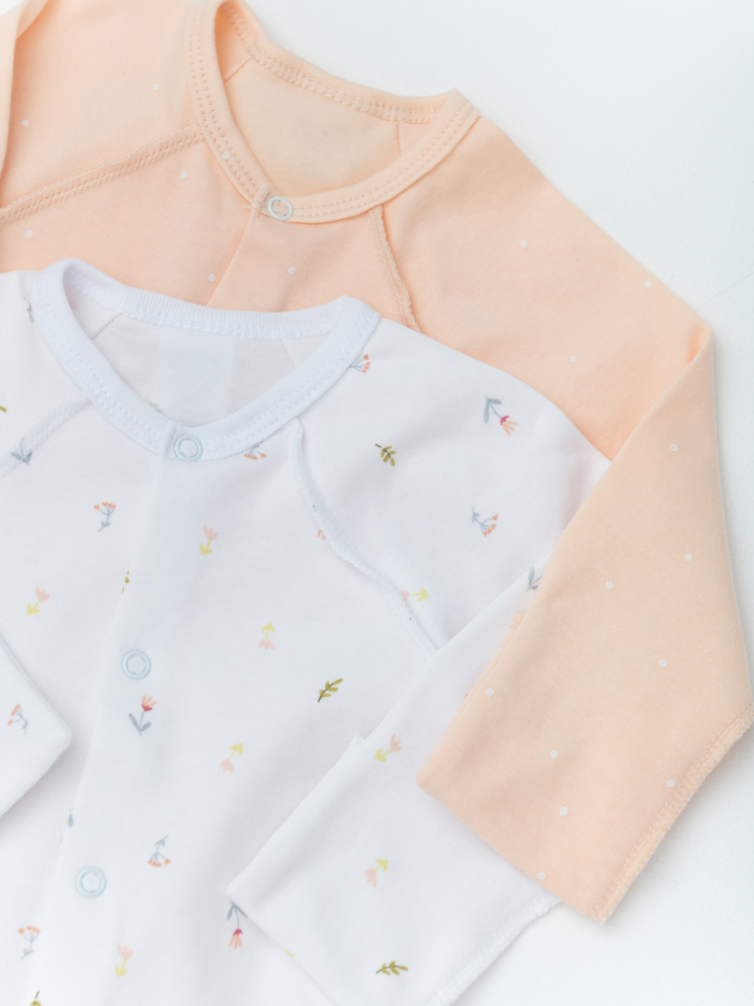 Комбинезон для новорожденных 2 шт. (56/18, бел/персик)