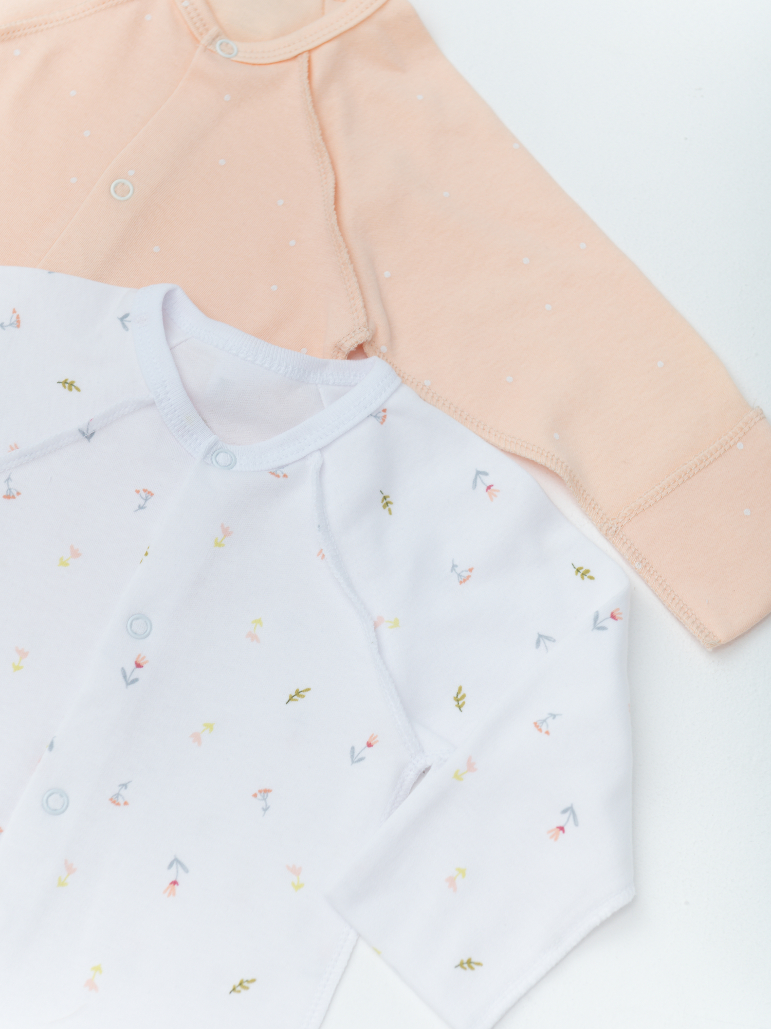 Комбинезон для новорожденных 2 шт. (56/18, бел/персик)