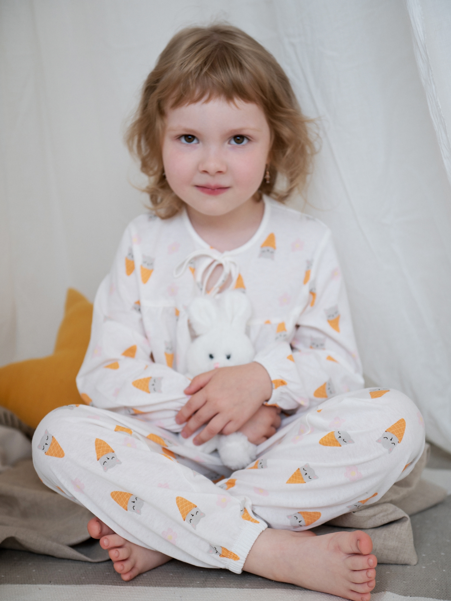 Пижама д/дев из тонкого хлопка (116/32, Белый)