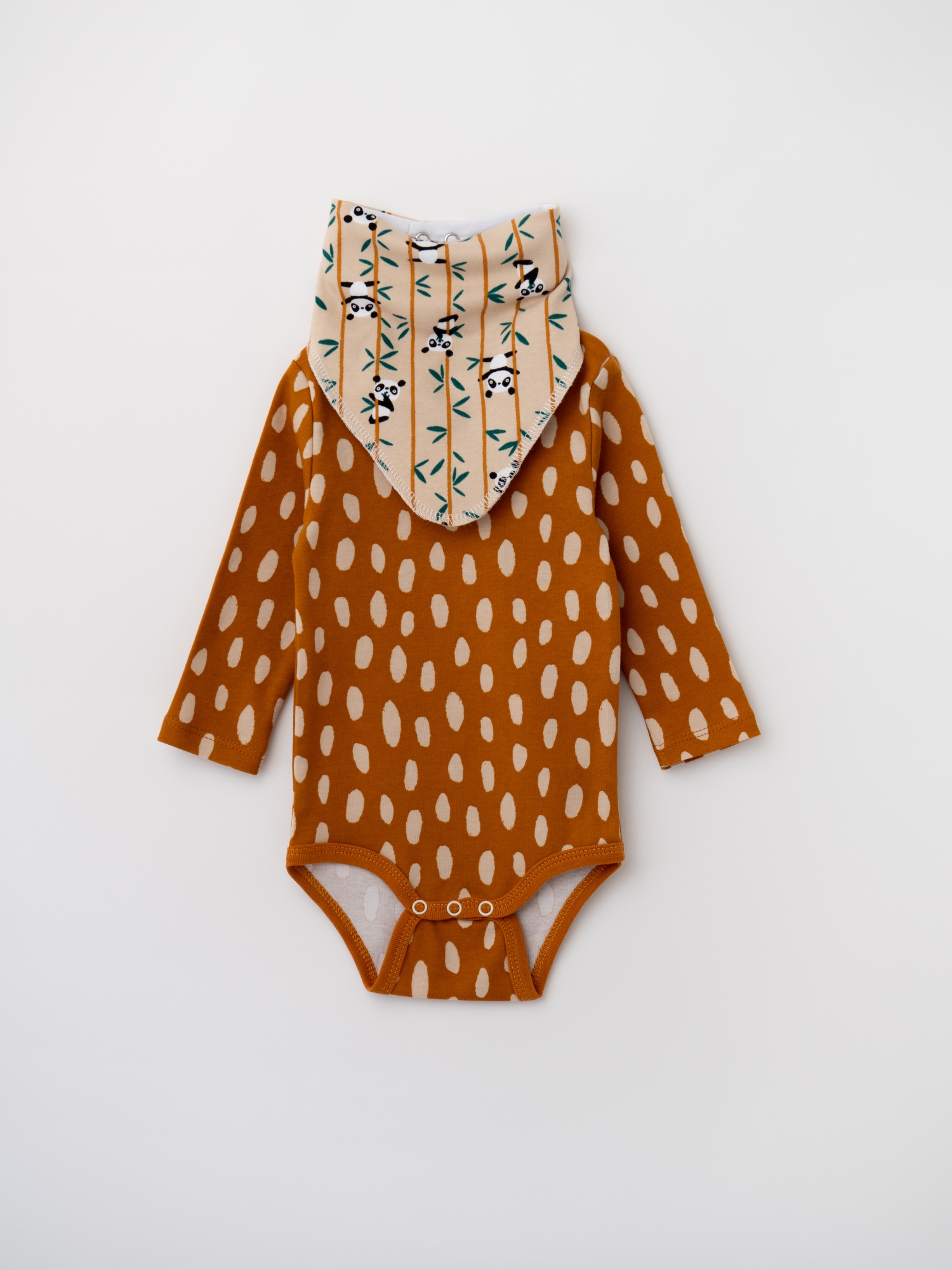 Боди и слюнявчик комплект для малыша (62/20, Коричневый)