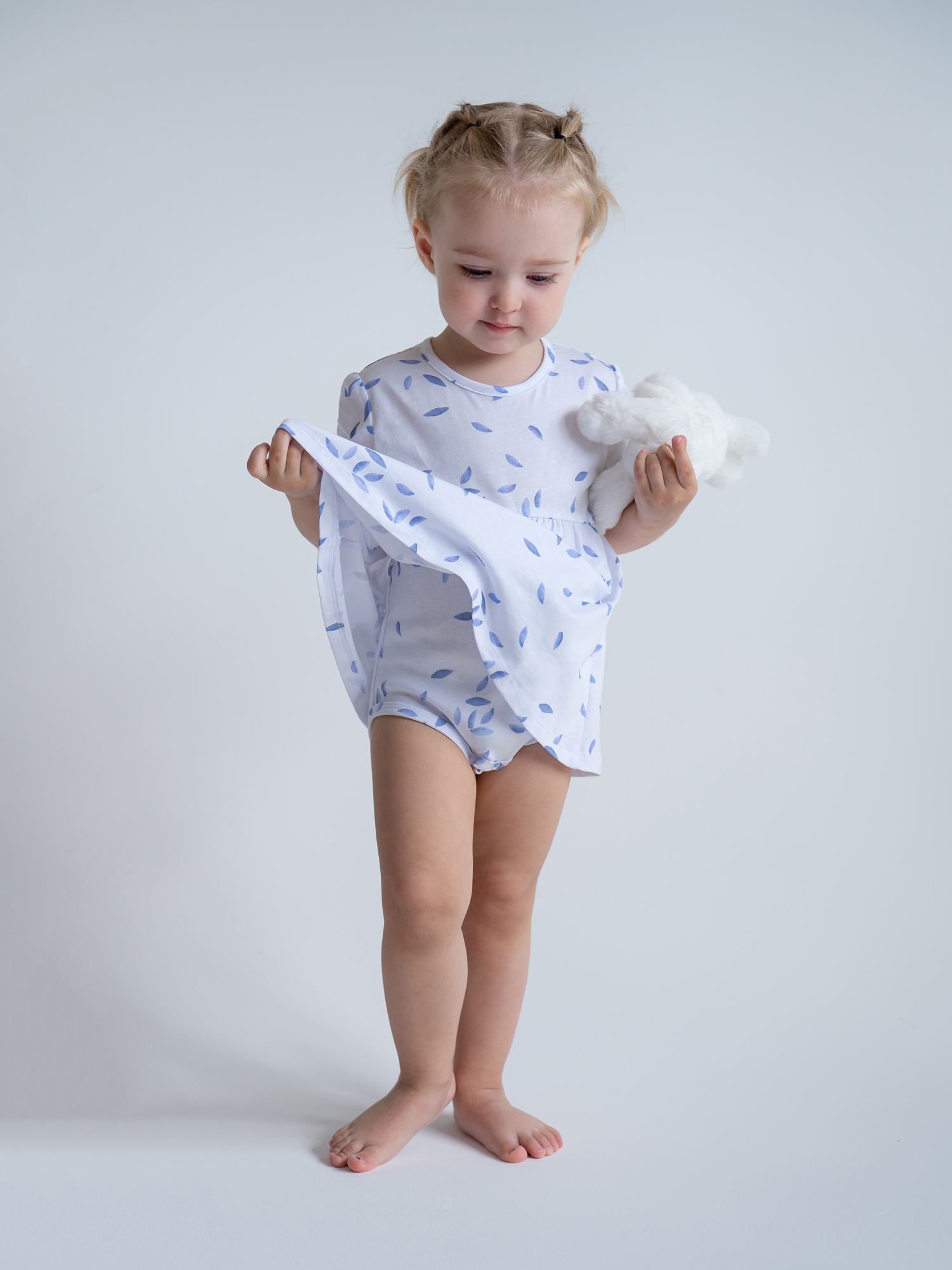 Боди платье для девочки с коротким рукавом (74/22, Белый)