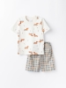 Пижама для мальчика с шортами (104/30, беж/клетка)