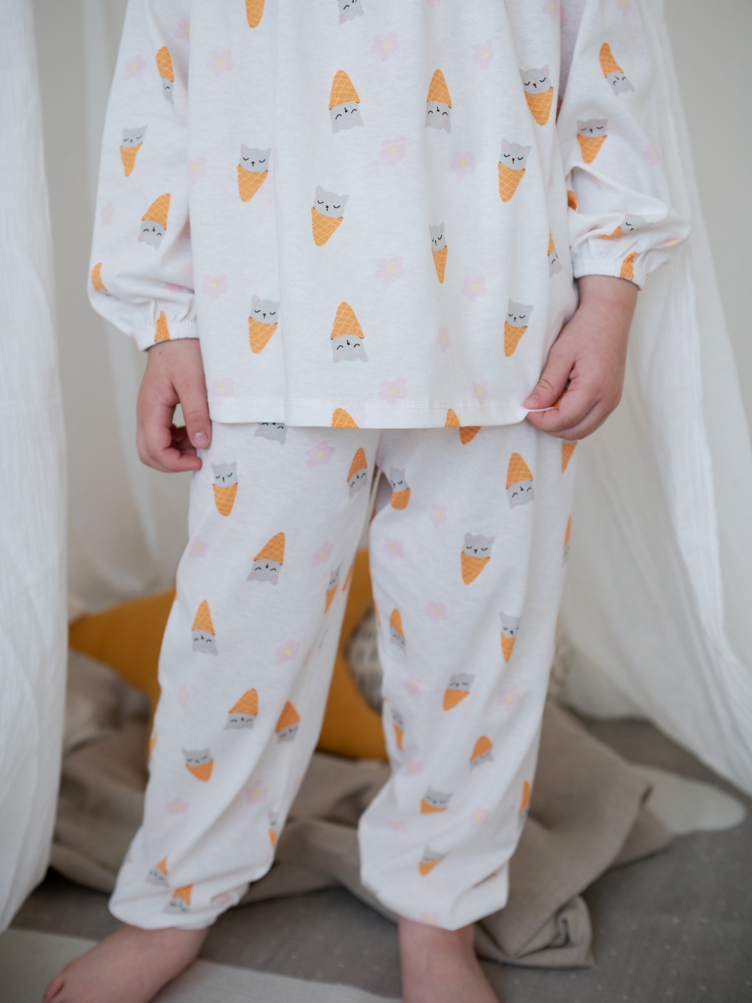 Пижама д/дев из тонкого хлопка (116/32, Белый)