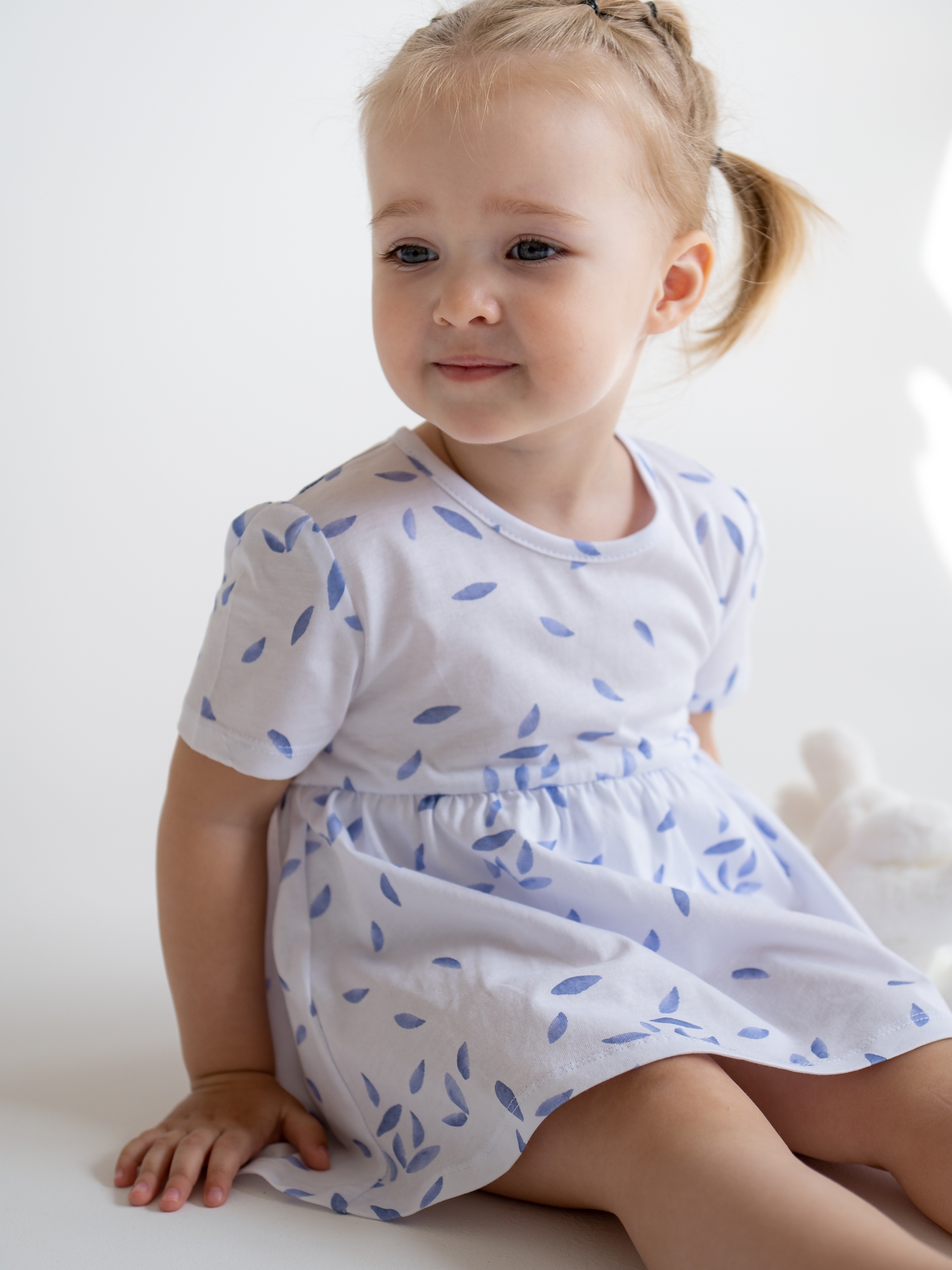 Боди платье для девочки с коротким рукавом (74/22, Белый)