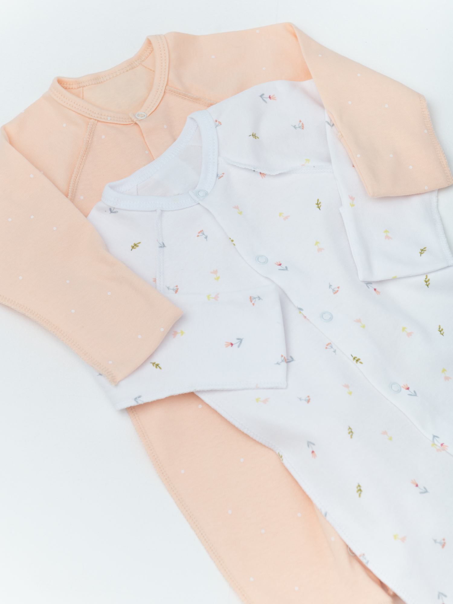 Комбинезон для новорожденных 2 шт. (56/18, бел/персик)