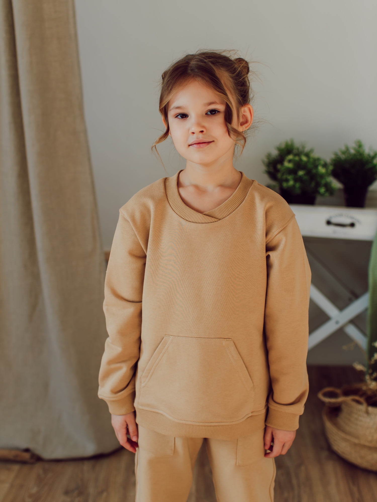 Костюм свитшот+брюки песочный (98/28, Песочный)