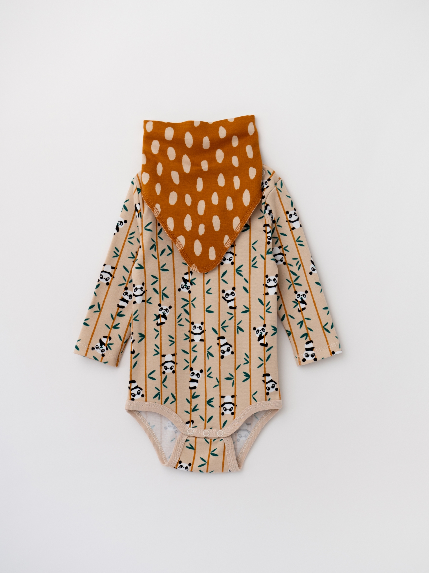 Боди и слюнявчик комплект для малыша (62/20, Бежевый)