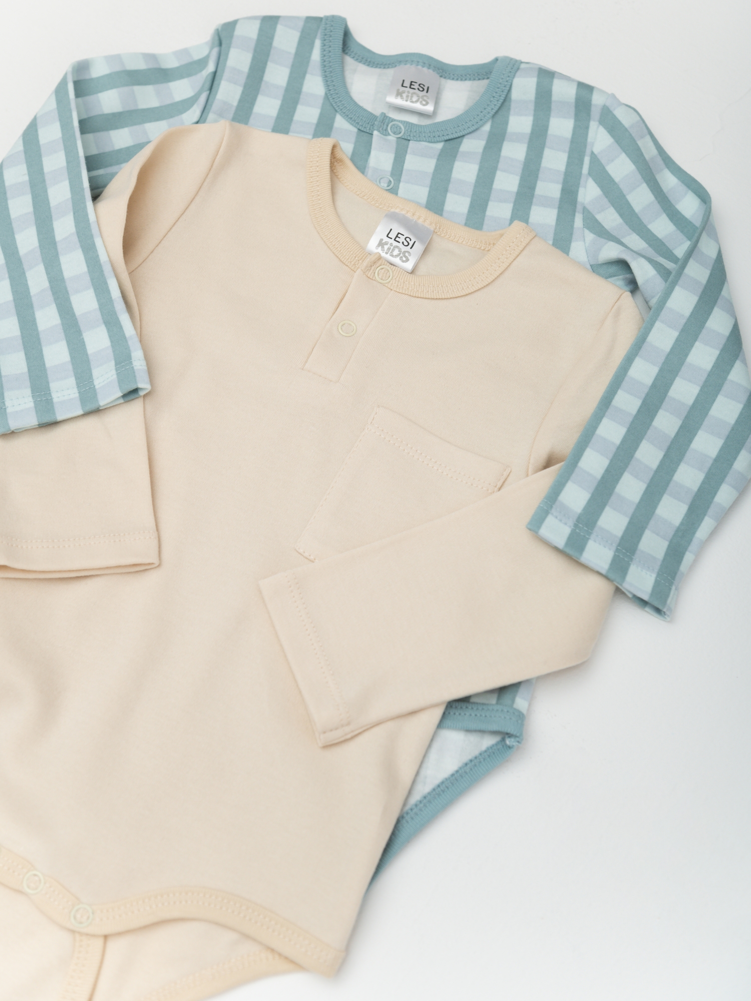 Комплект 2 предмета боди (86/26, беж/клетка)