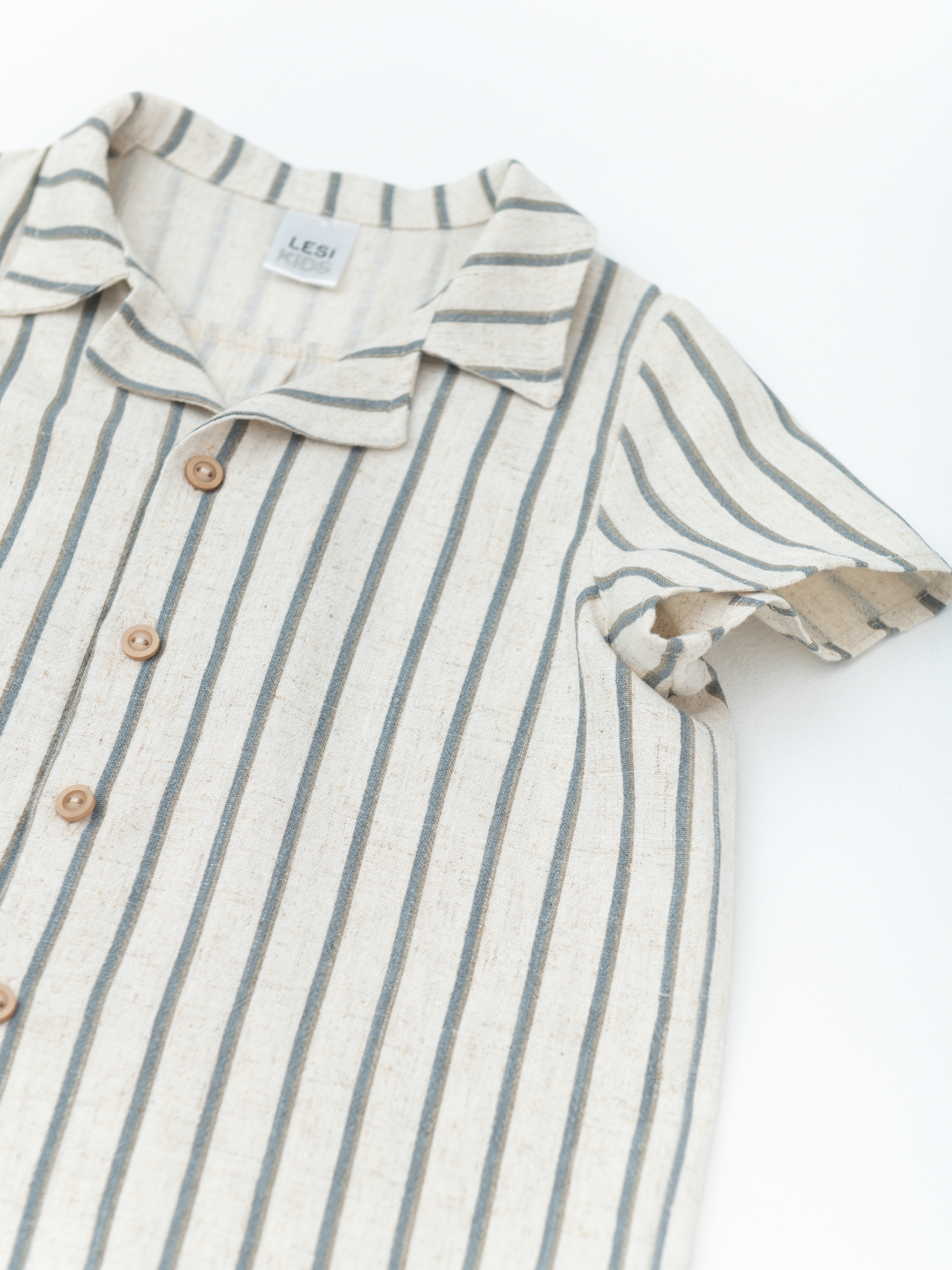 Рубашка для мальчика с коротким рукавом (98/28, синий/беж)