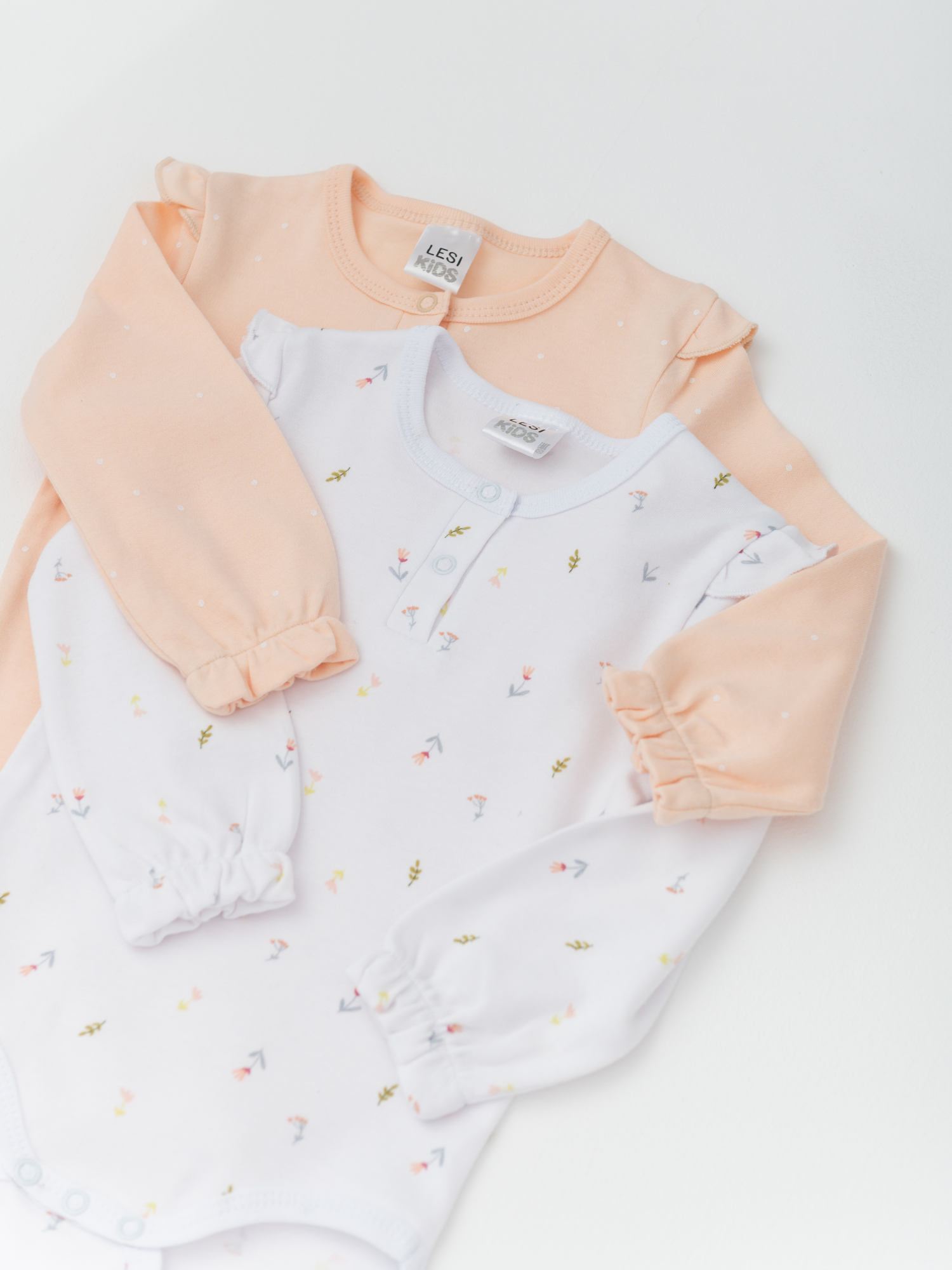 Набор боди для девочки 2шт (74/22, бел/персик)