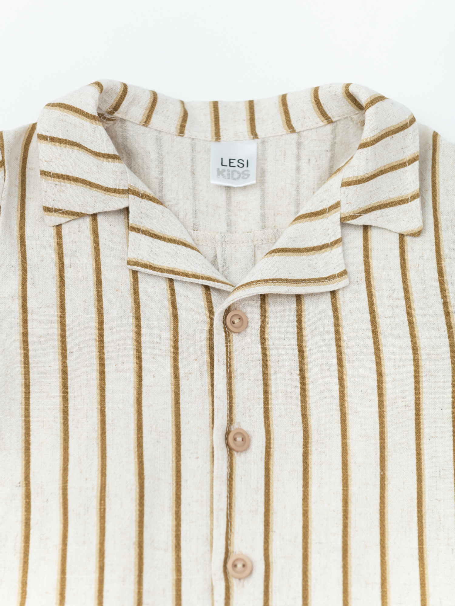 Рубашка для мальчика с коротким рукавом (104/30, корич/беж)