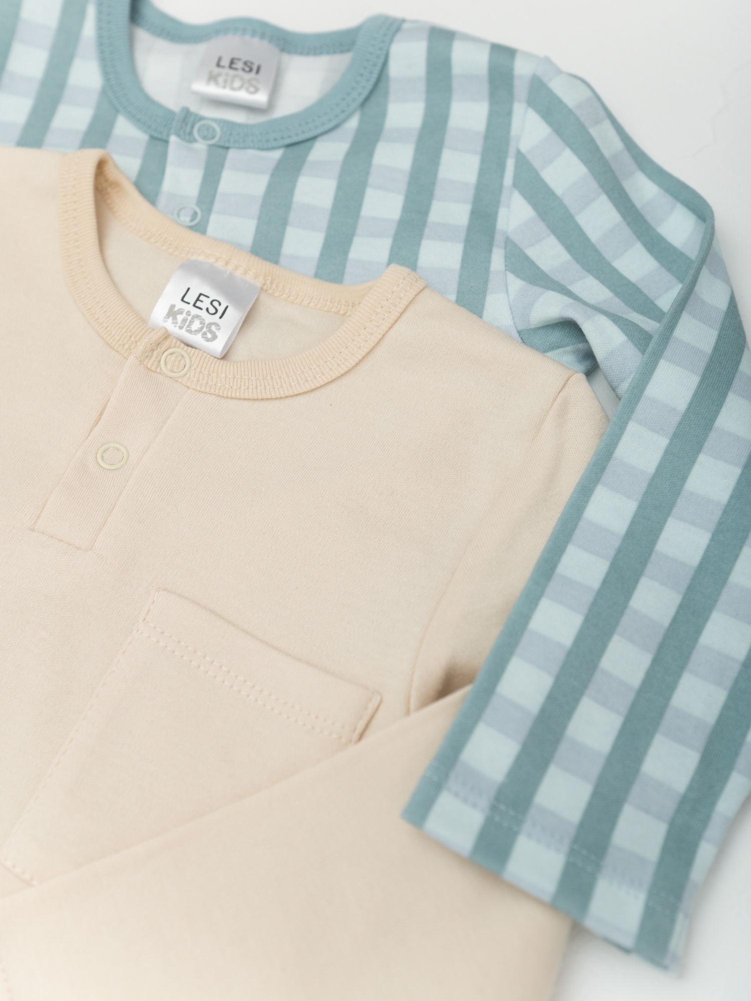 Комплект 2 предмета боди (86/26, беж/клетка)