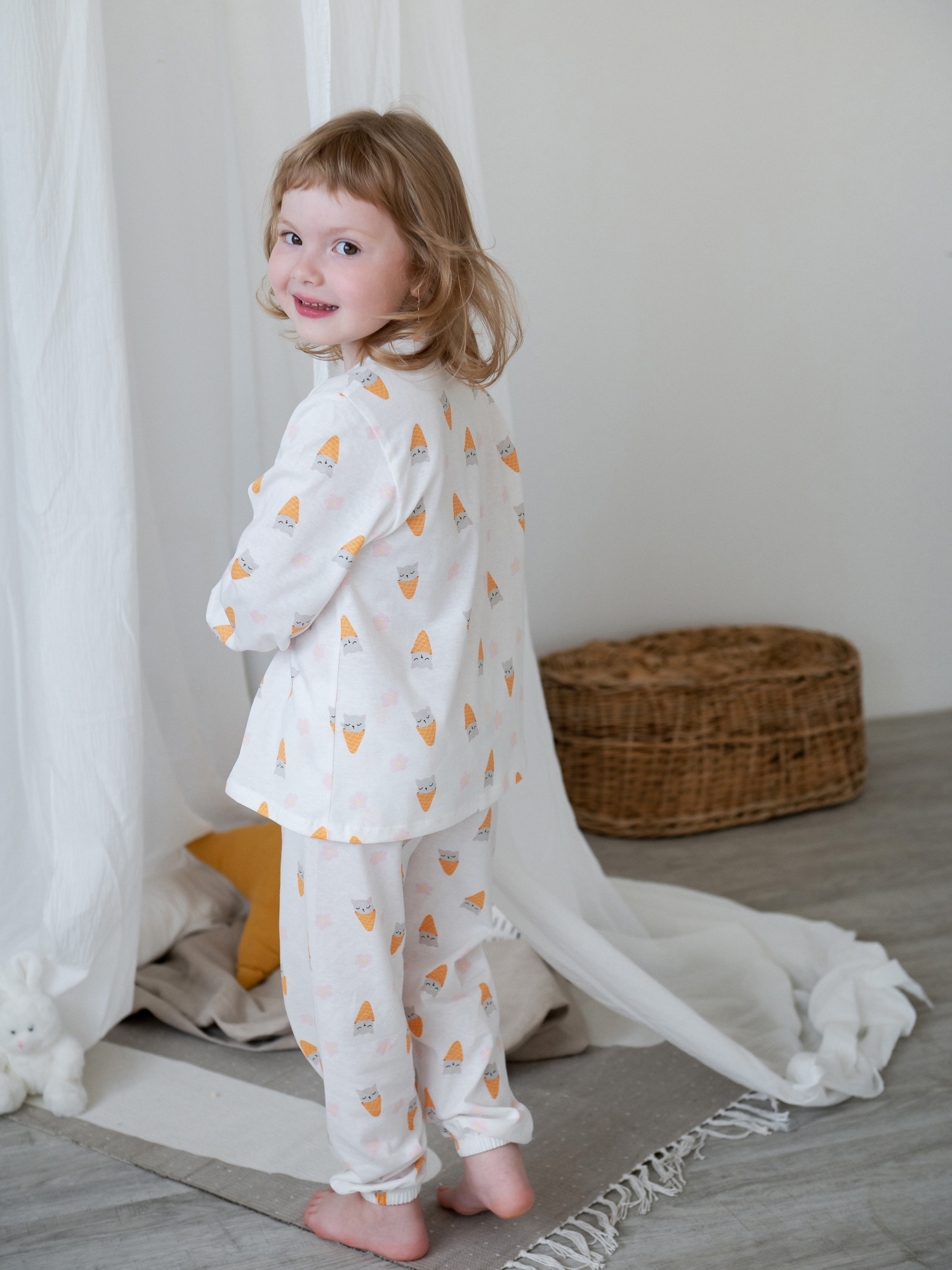 Пижама д/дев из тонкого хлопка (116/32, Белый)