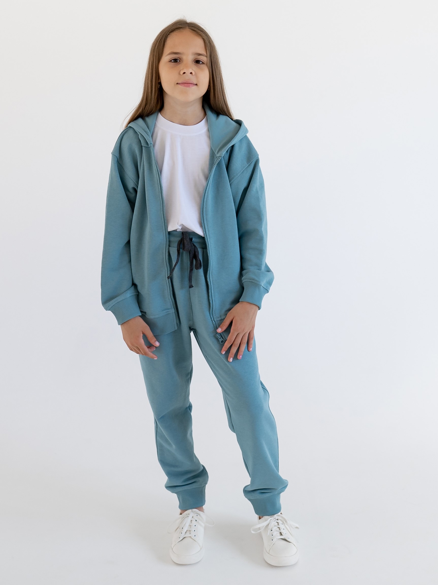 Брюки трикотажные  (134/34, Голубой)