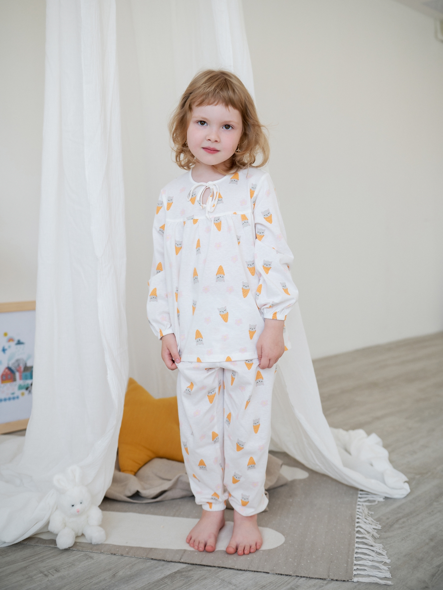 Пижама д/дев из тонкого хлопка (116/32, Белый)
