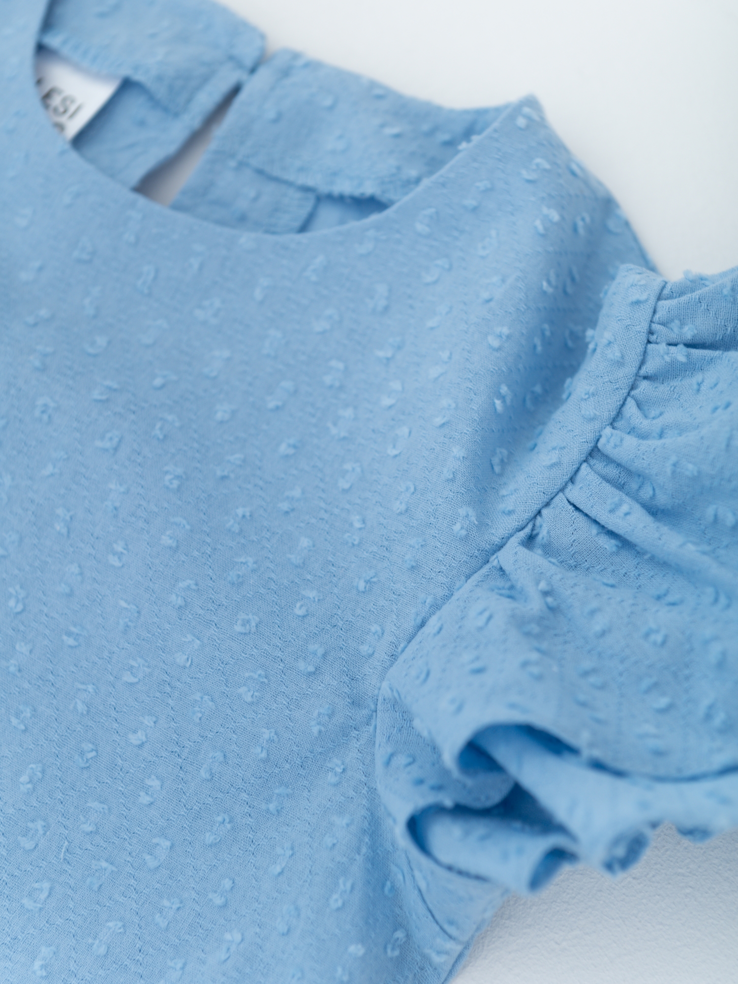 Блуза для девочки с коротким рукавом (122/32, Голубой)