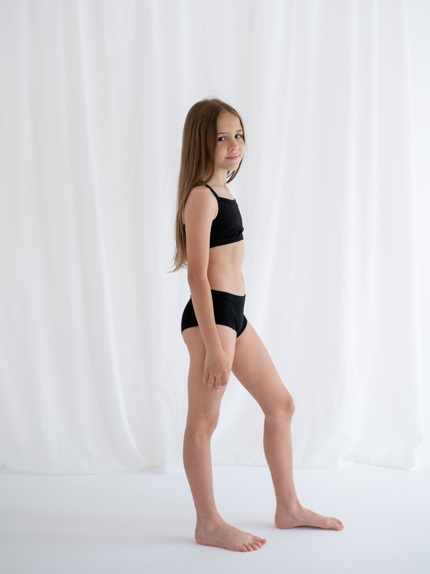 Трусы слипы для девочки (128-134/34, Черный)