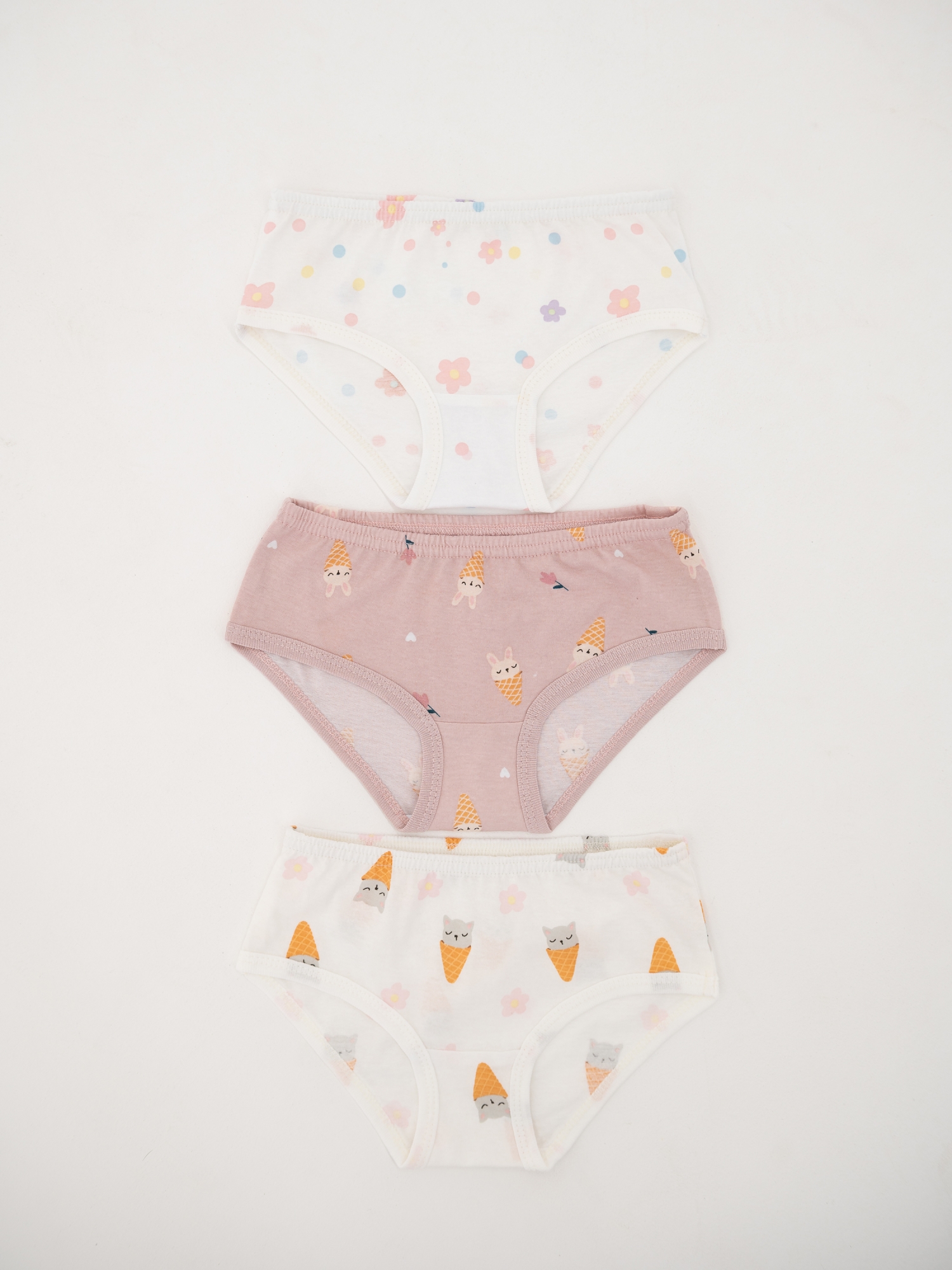 Трусы для девочки хлопковые (122/32, Белый/цветочек)