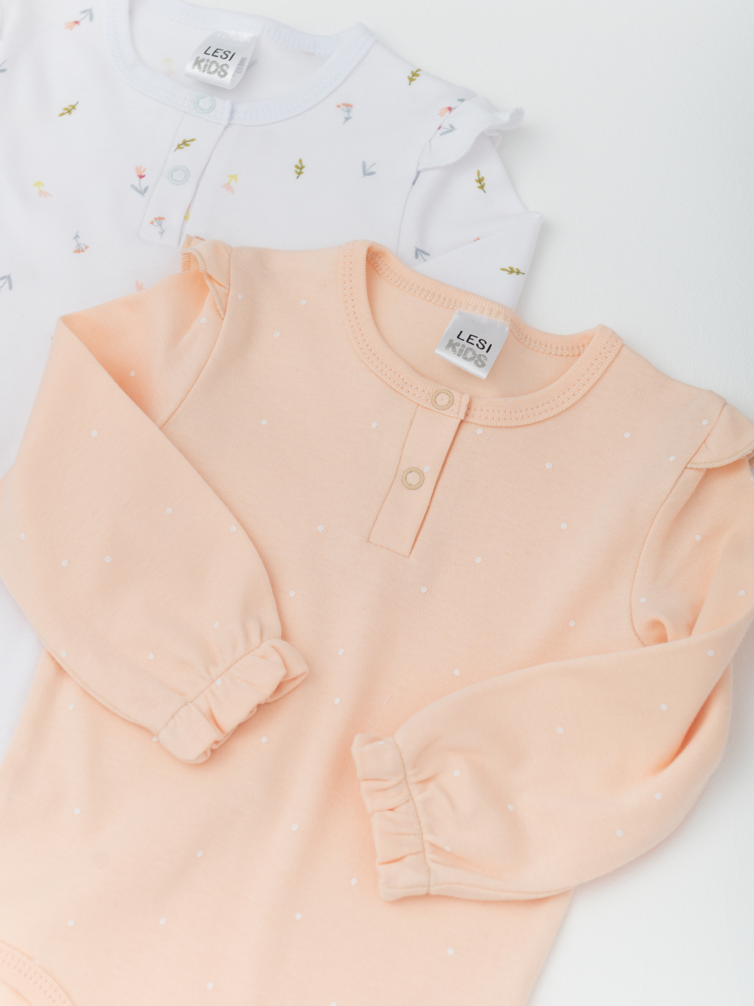 Набор боди для девочки 2шт (74/22, бел/персик)