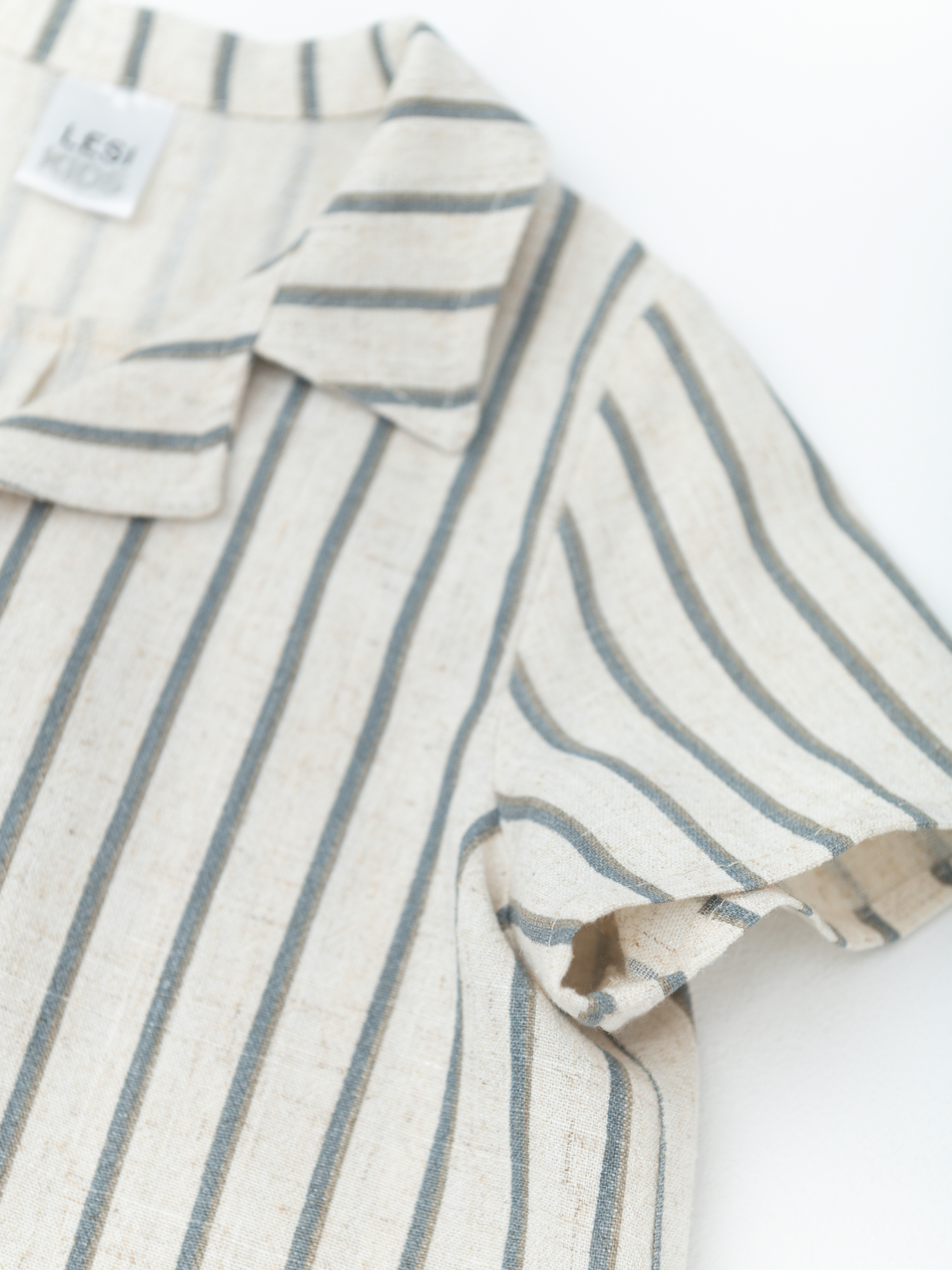 Рубашка для мальчика с коротким рукавом (98/28, синий/беж)