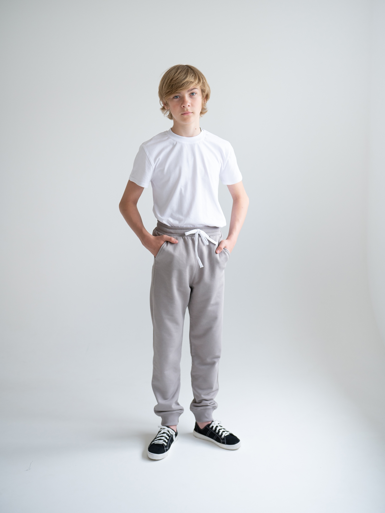 Брюки трикотажные  (146/36, Серый)