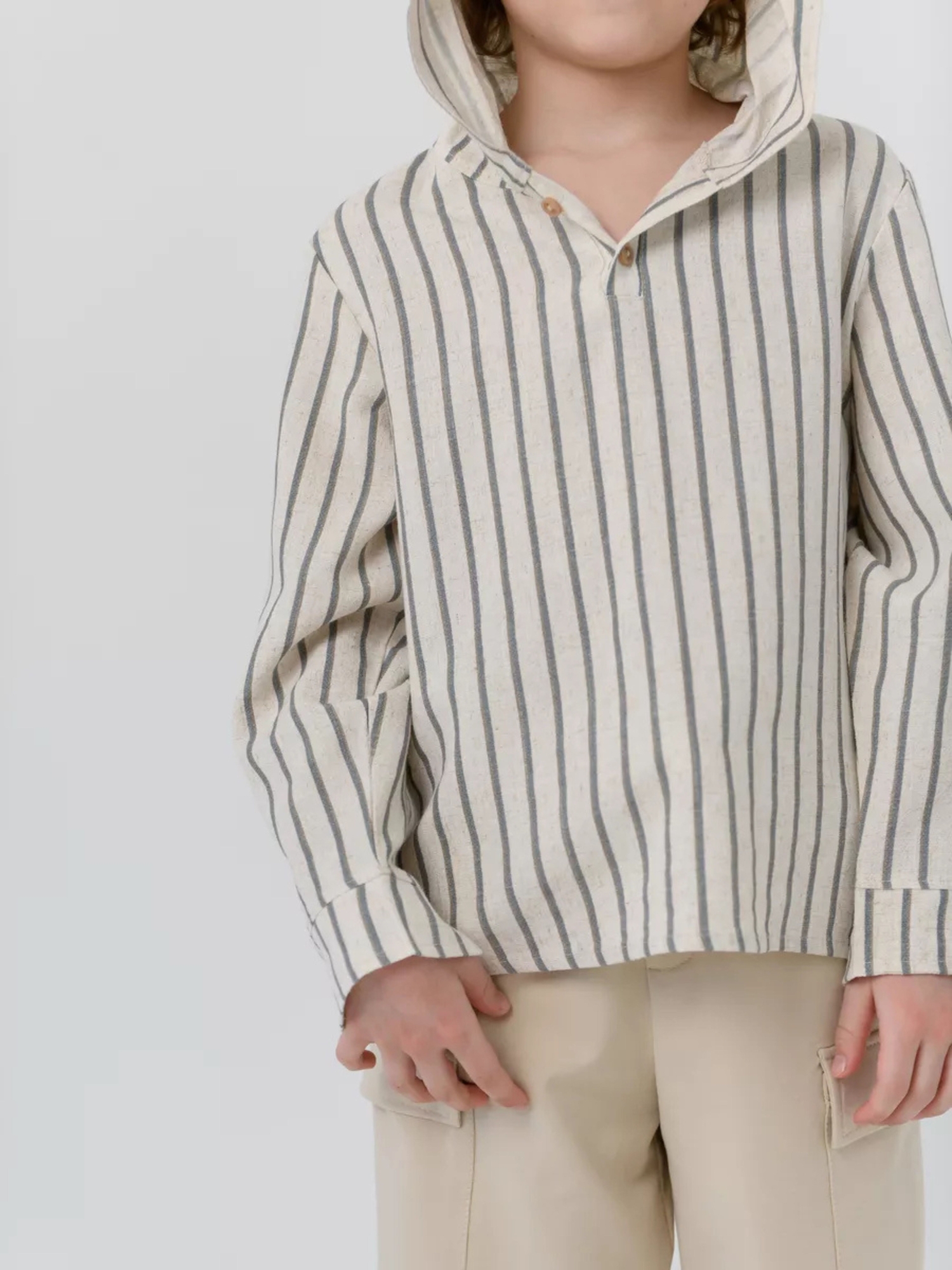 Туника с капюшоном  (116/32, синий/беж)