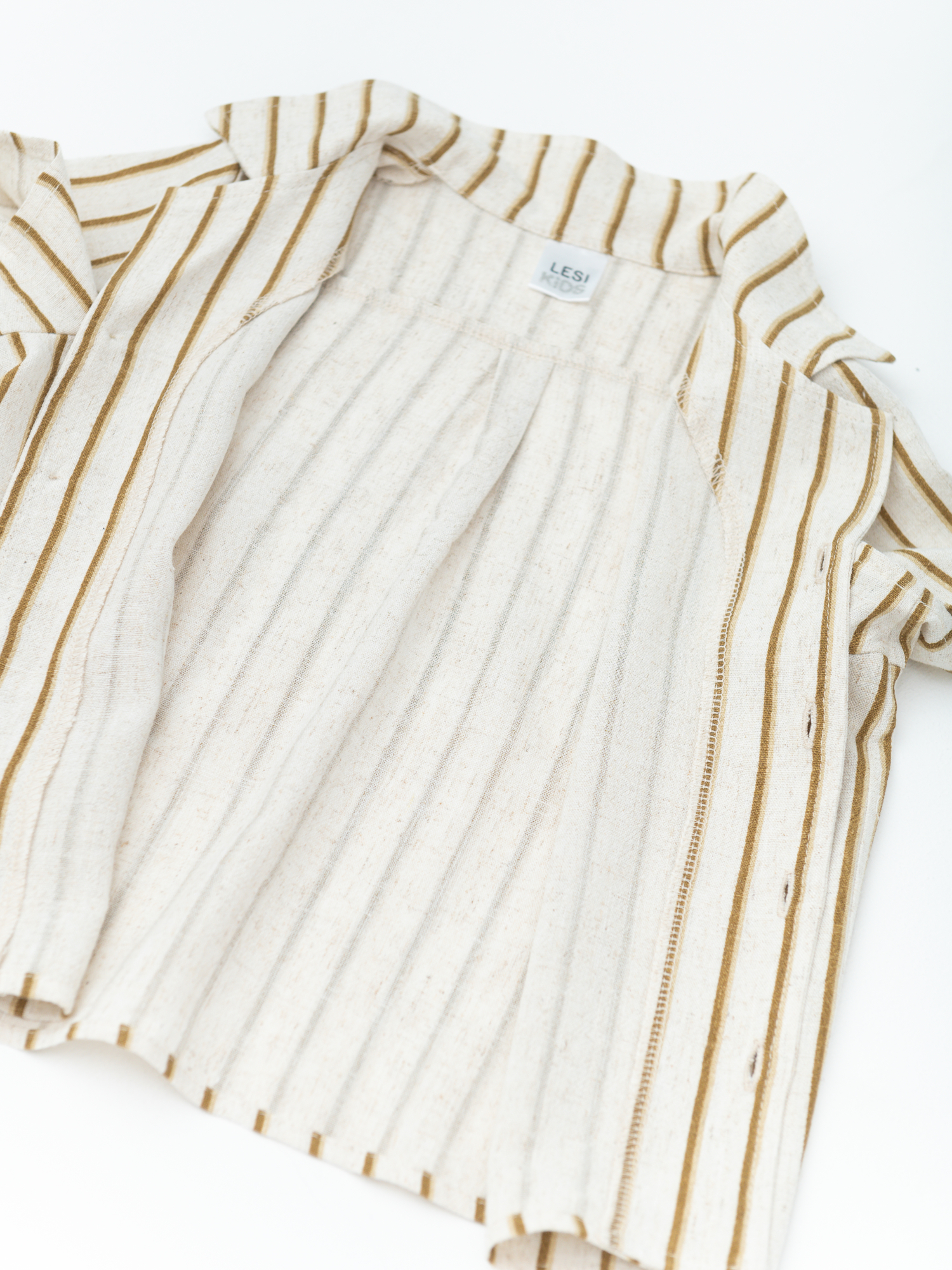 Рубашка для мальчика с коротким рукавом (104/30, корич/беж)