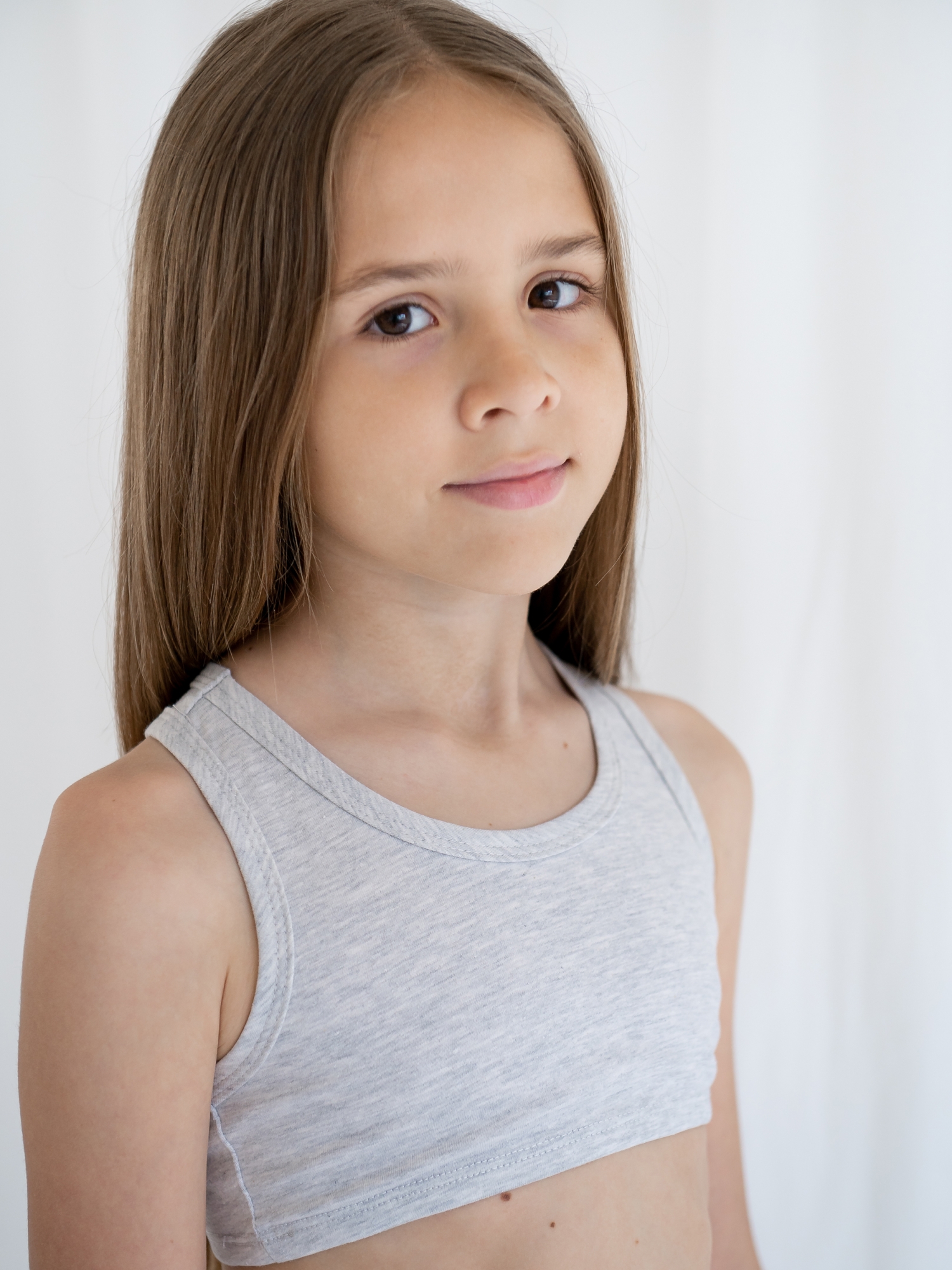 Топ для девочки (128/34, Сер/Меланж)