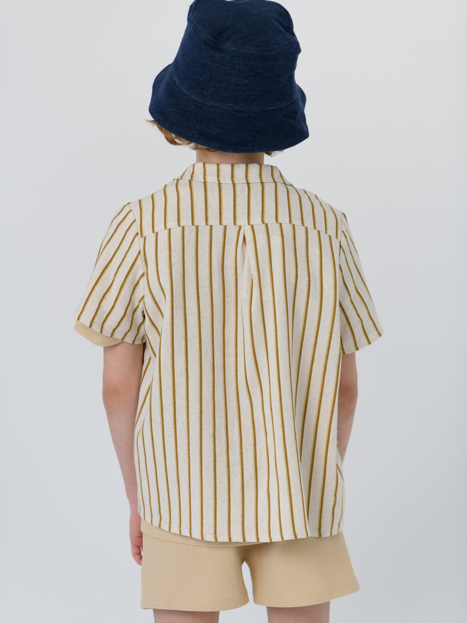 Рубашка для мальчика с коротким рукавом (104/30, корич/беж)