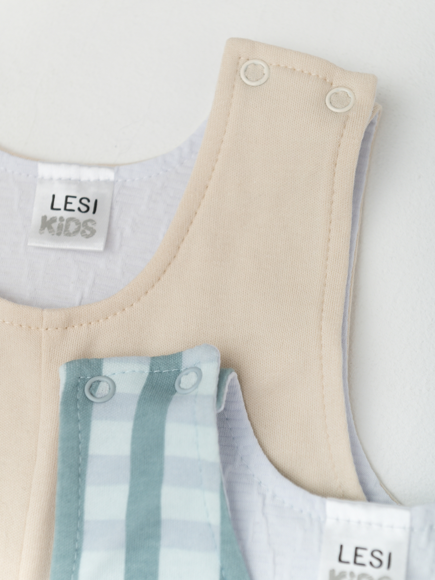 Полукомбинезон 2 шт. комплект (92/28, беж/клетка)