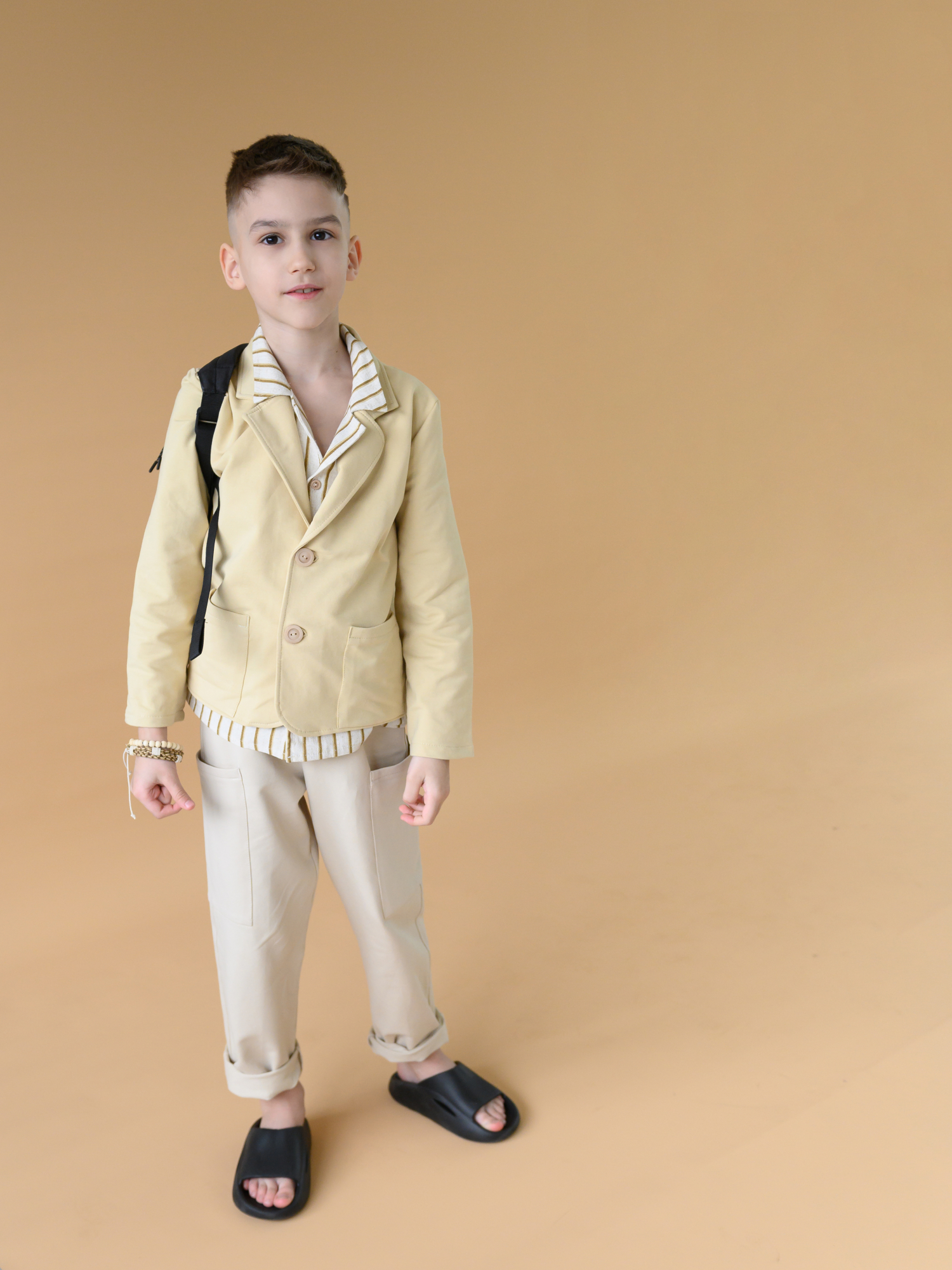 Жакет для мальчика (104/30, бежевый)